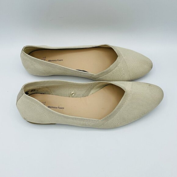 Time and Tru Shoe Women Size 9 Tan Knit Stretch Flats Memory Foam Comfort Loafer - Picture 3 of 11